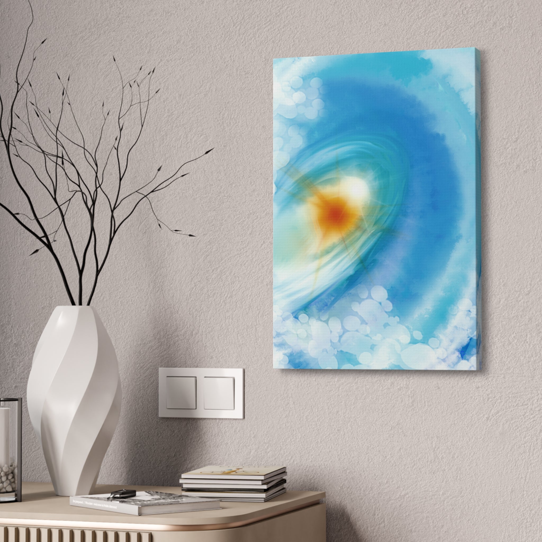 Abstract Ocean Vortex Canvas Print — Blue Swirl Wall Art