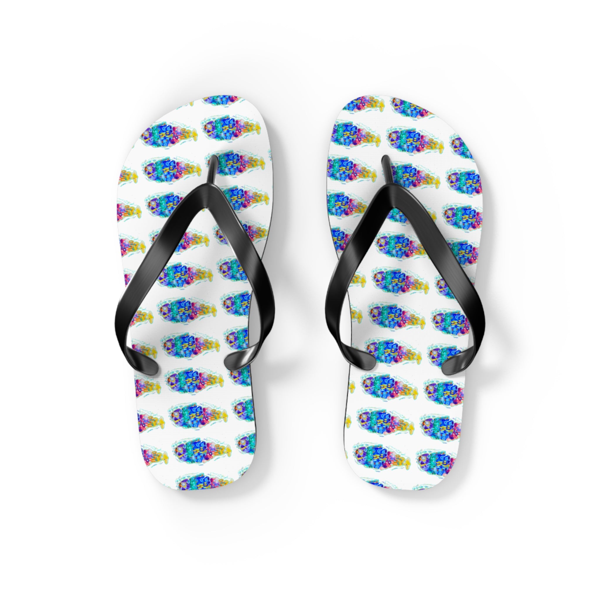 Colorful Tie-Dye Fish Flip Flops — Summer Beach Sandals