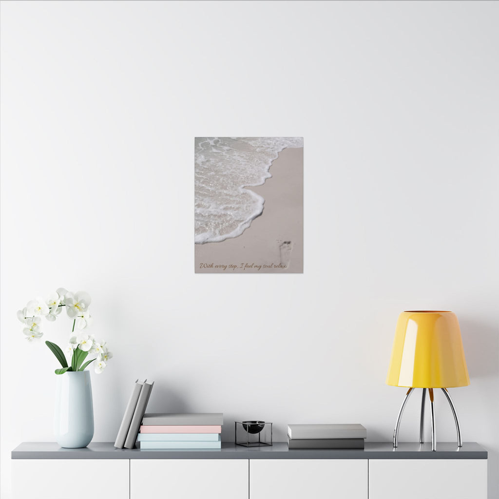 Beach Shore Canvas Wall Art — Aerial Footprint Seascape Matte Canvas
