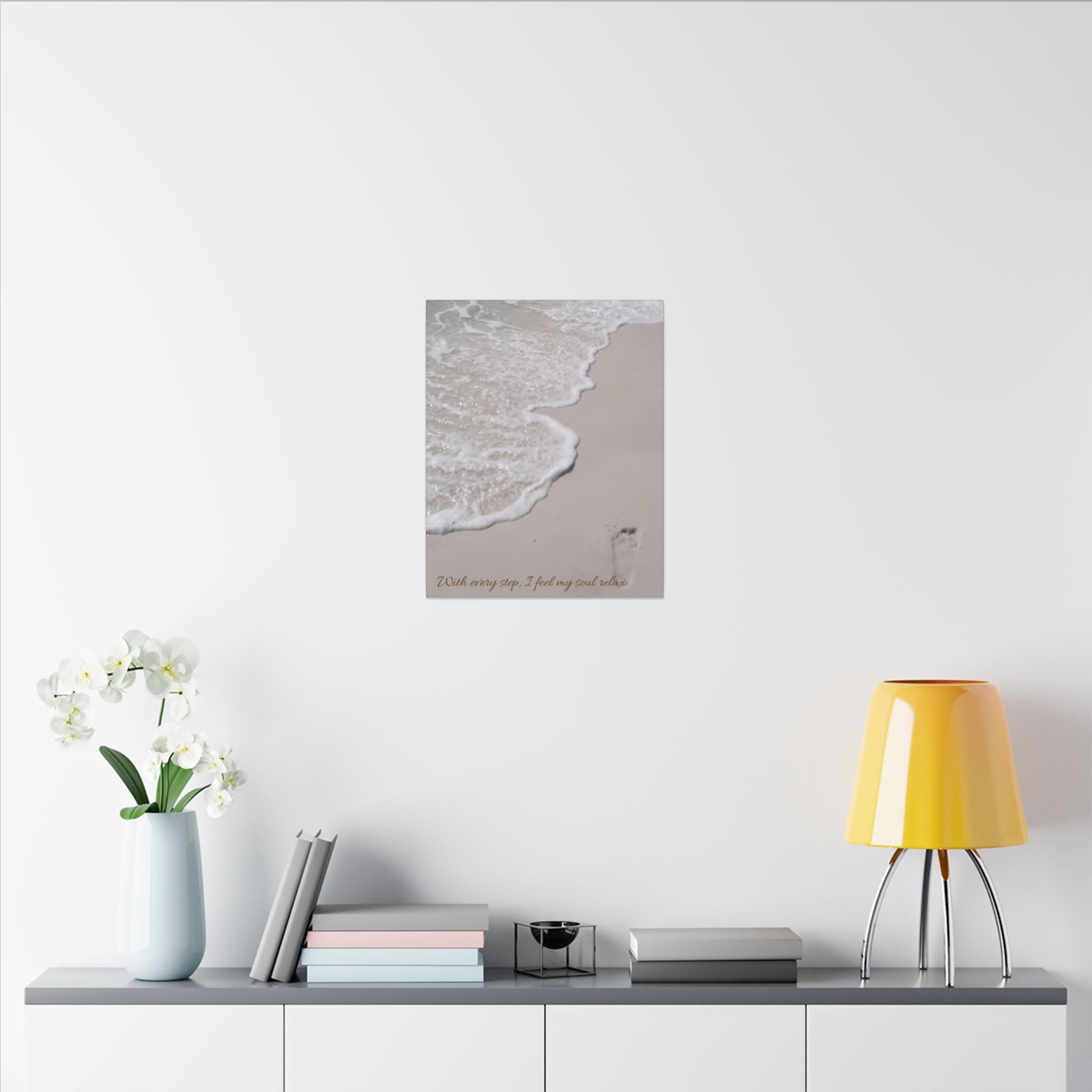 Beach Shore Canvas Wall Art — Aerial Footprint Seascape Matte Canvas