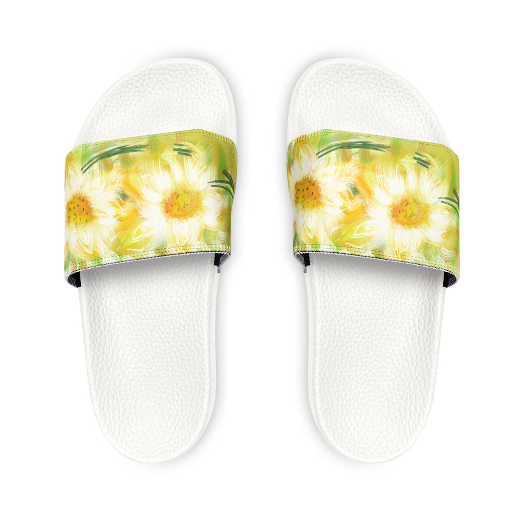 Daisy Print Slide Sandals — Women's Removable-Strap Floral Pool Slides