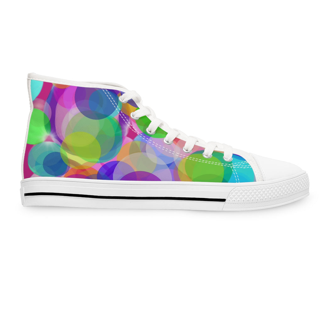 Women's High Top Sneakers — Colorful Bokeh Bubble Pattern
