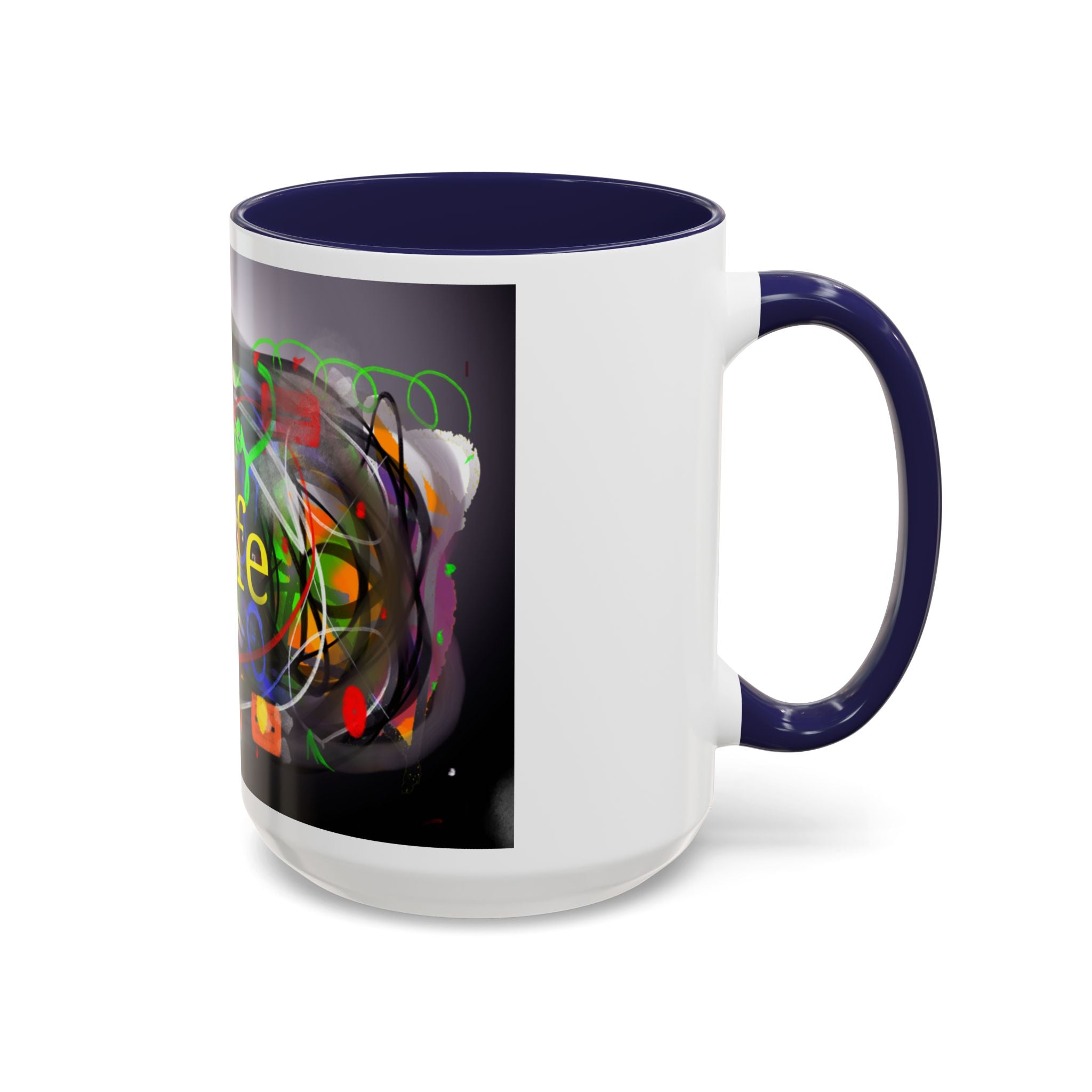 Abstract 'Live Your Life' Accent Coffee Mug — Colorful Artistic Ceramic Mug (11/15oz)