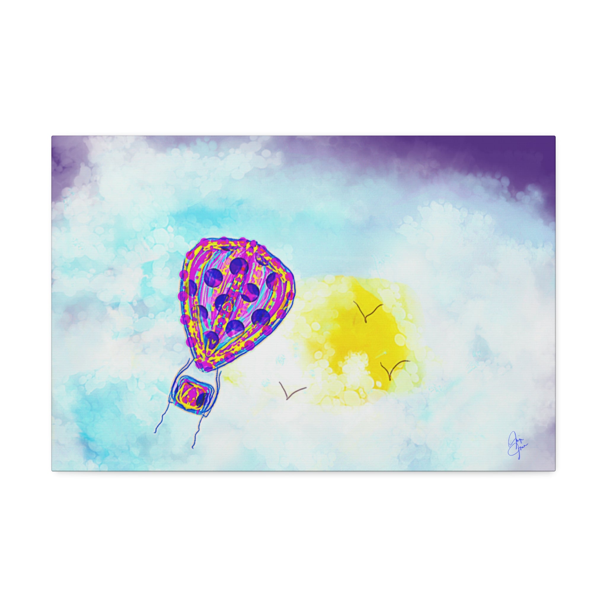 Hot Air Balloon Canvas Art – Whimsical Sunshine Nursery Wall Décor (Stretched Canvas)