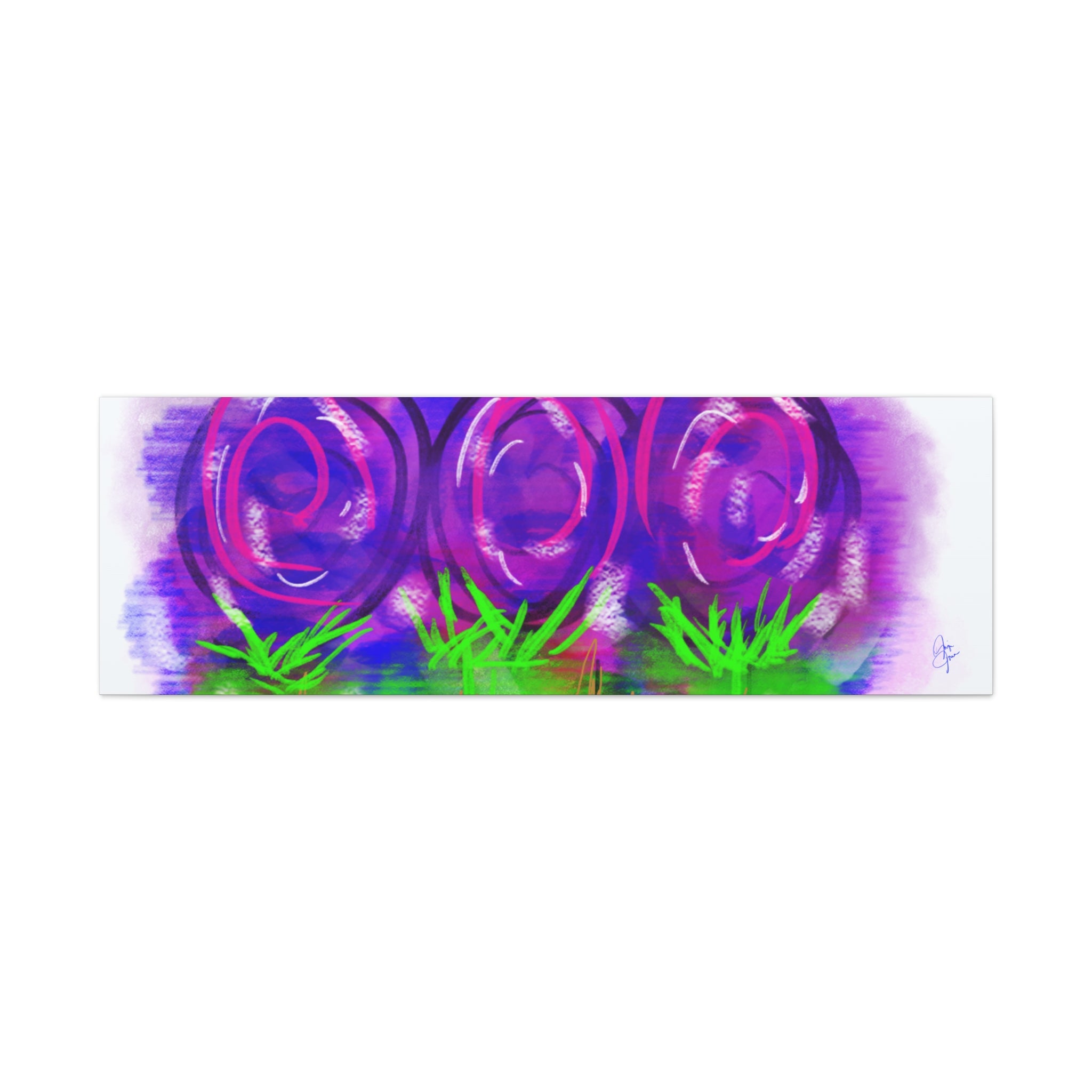 Abstract Purple Flowers Matte Canvas Wall Art — Vibrant Floral Painting on Stretched Canvas