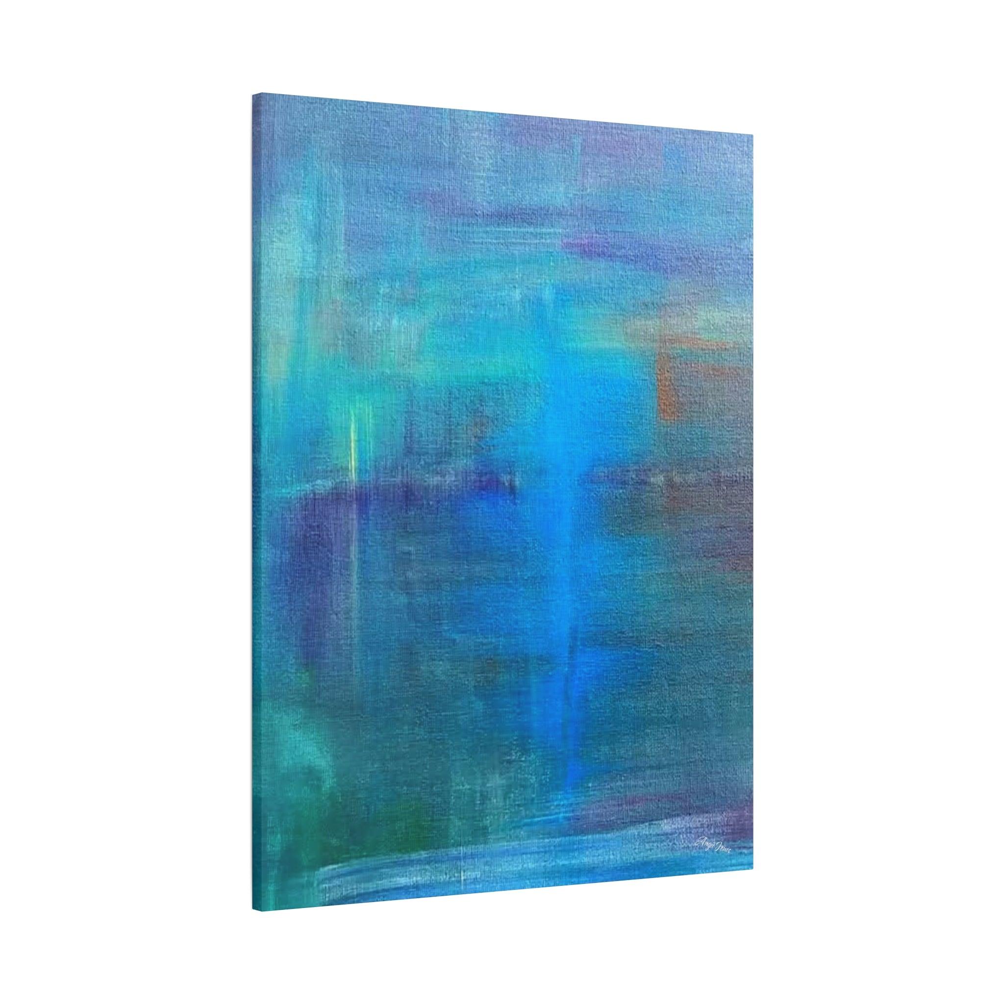 Abstract Blue-Green Matte Canvas Print – Stretched 1.25" Wall Art