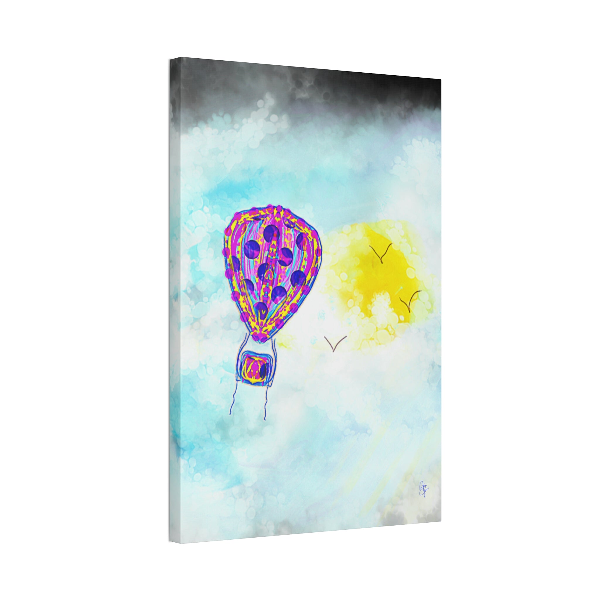 Hot Air Balloon Canvas Art – Whimsical Sunshine Nursery Wall Décor (Stretched Canvas)