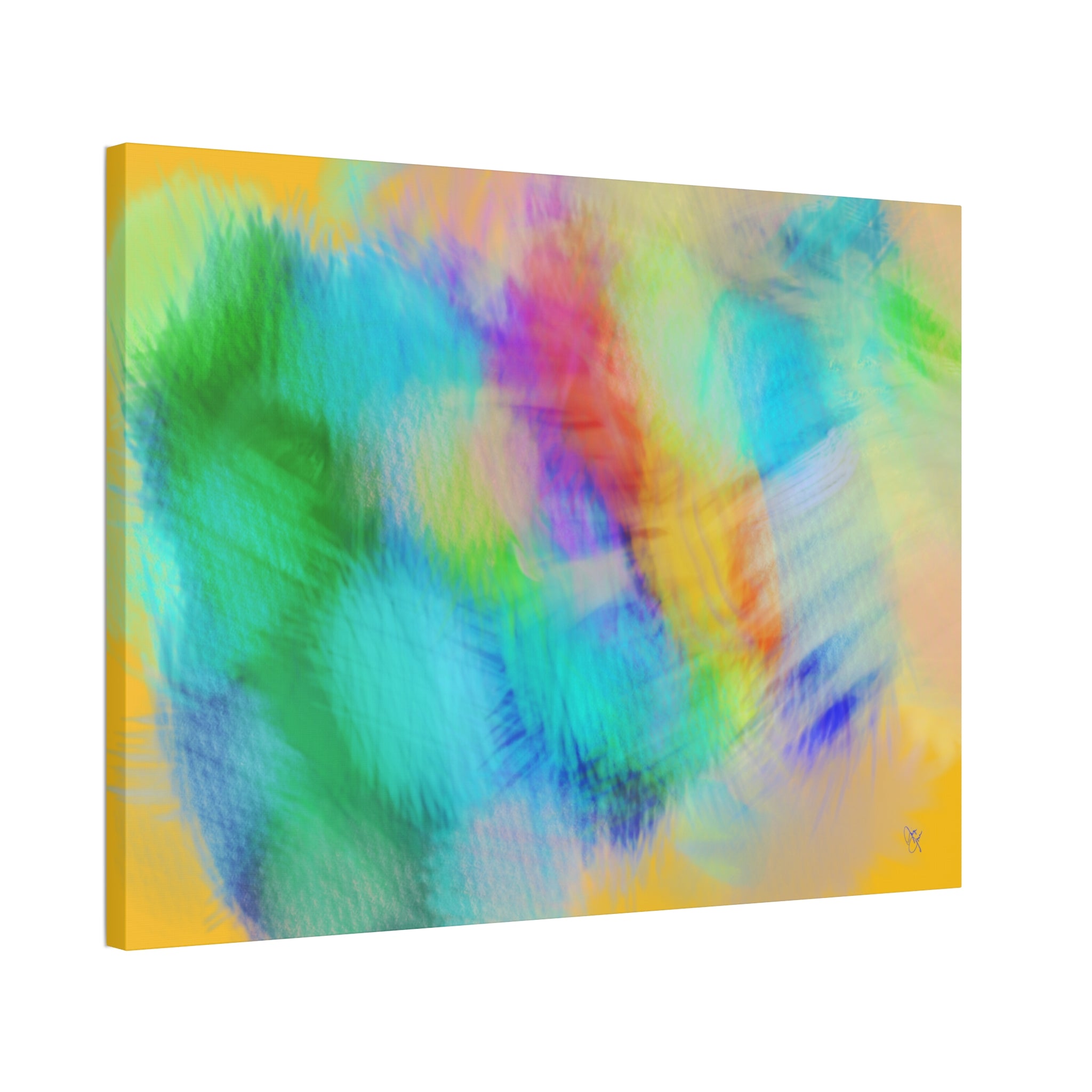 Abstract Pastel Watercolor Canvas Wall Art – Vibrant Rainbow Clouds Stretched Canvas