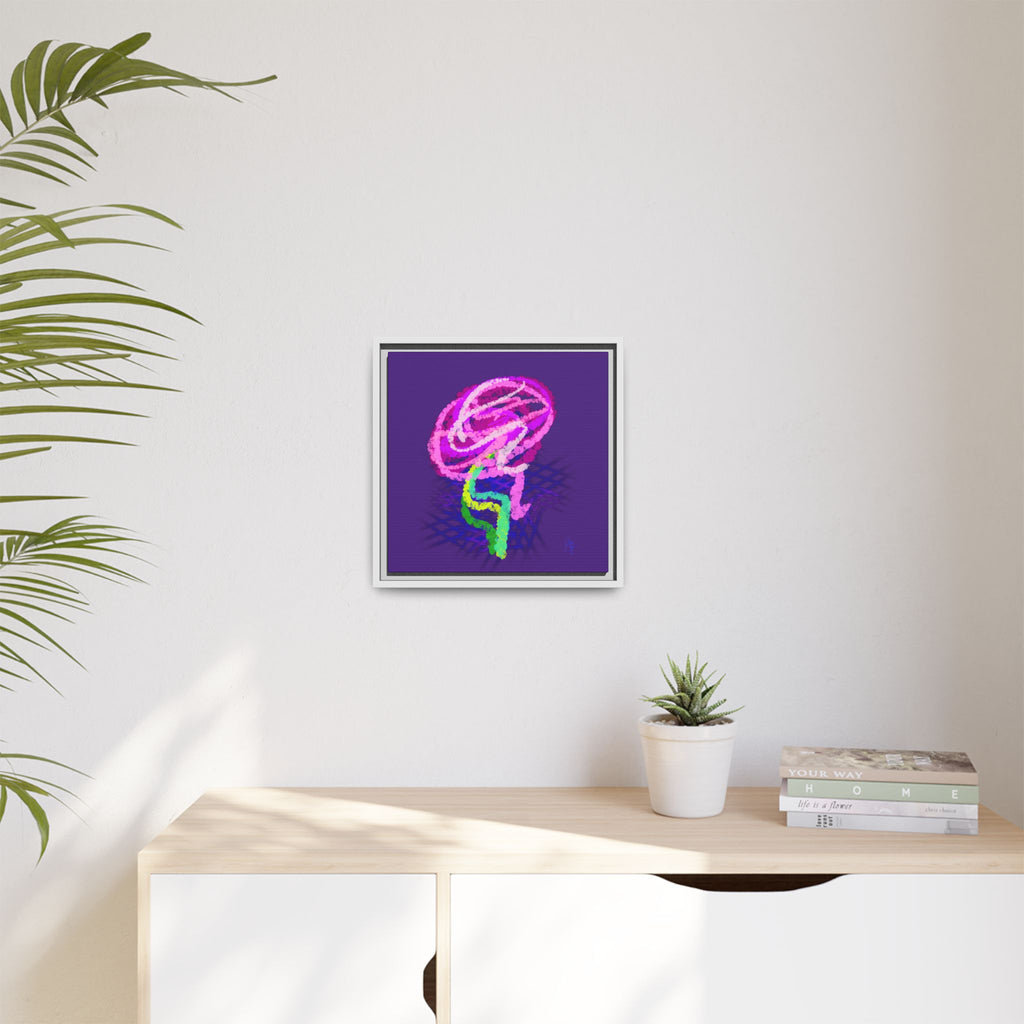 Framed Matte Canvas - Neon Rose Abstract Wall Art