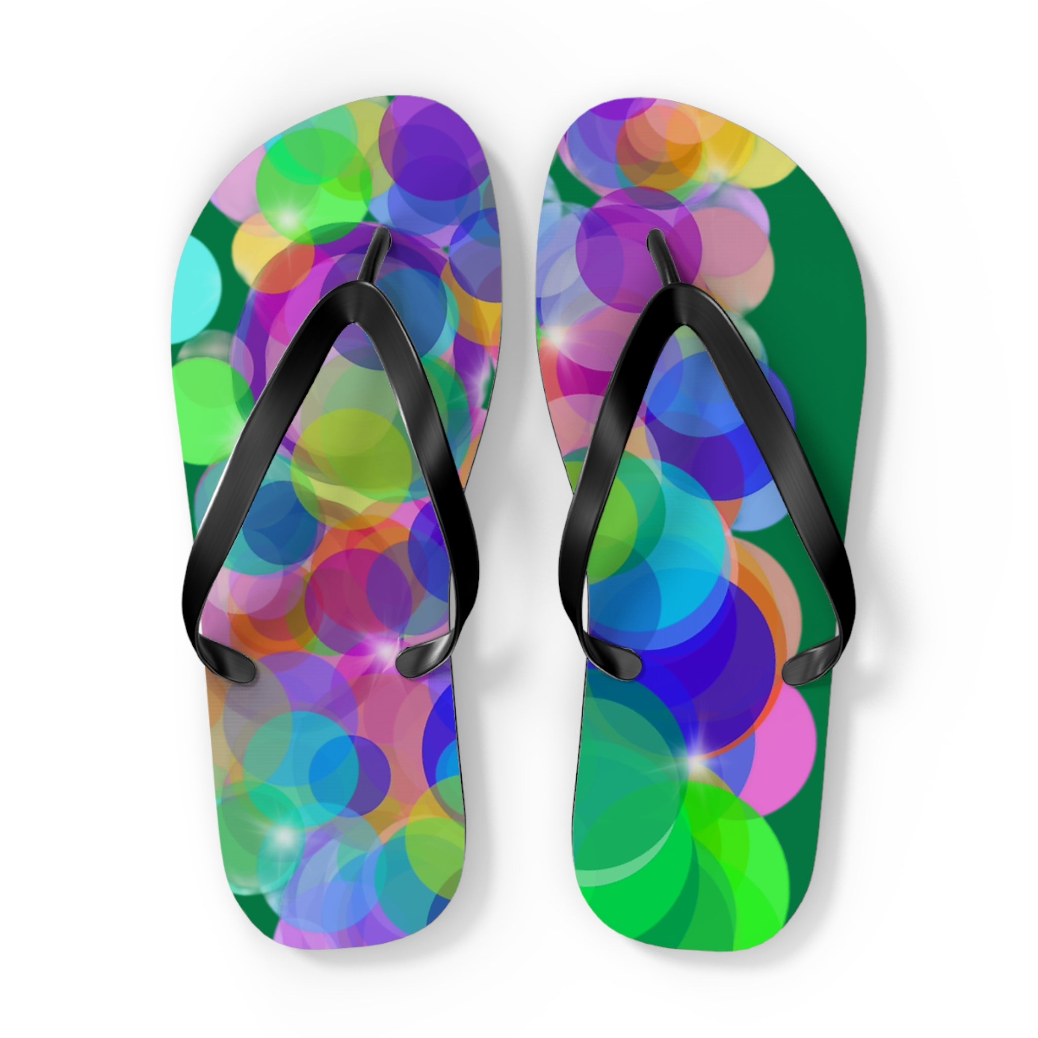 Flip Flops — Colorful Bokeh Circle Pattern Summer Sandals