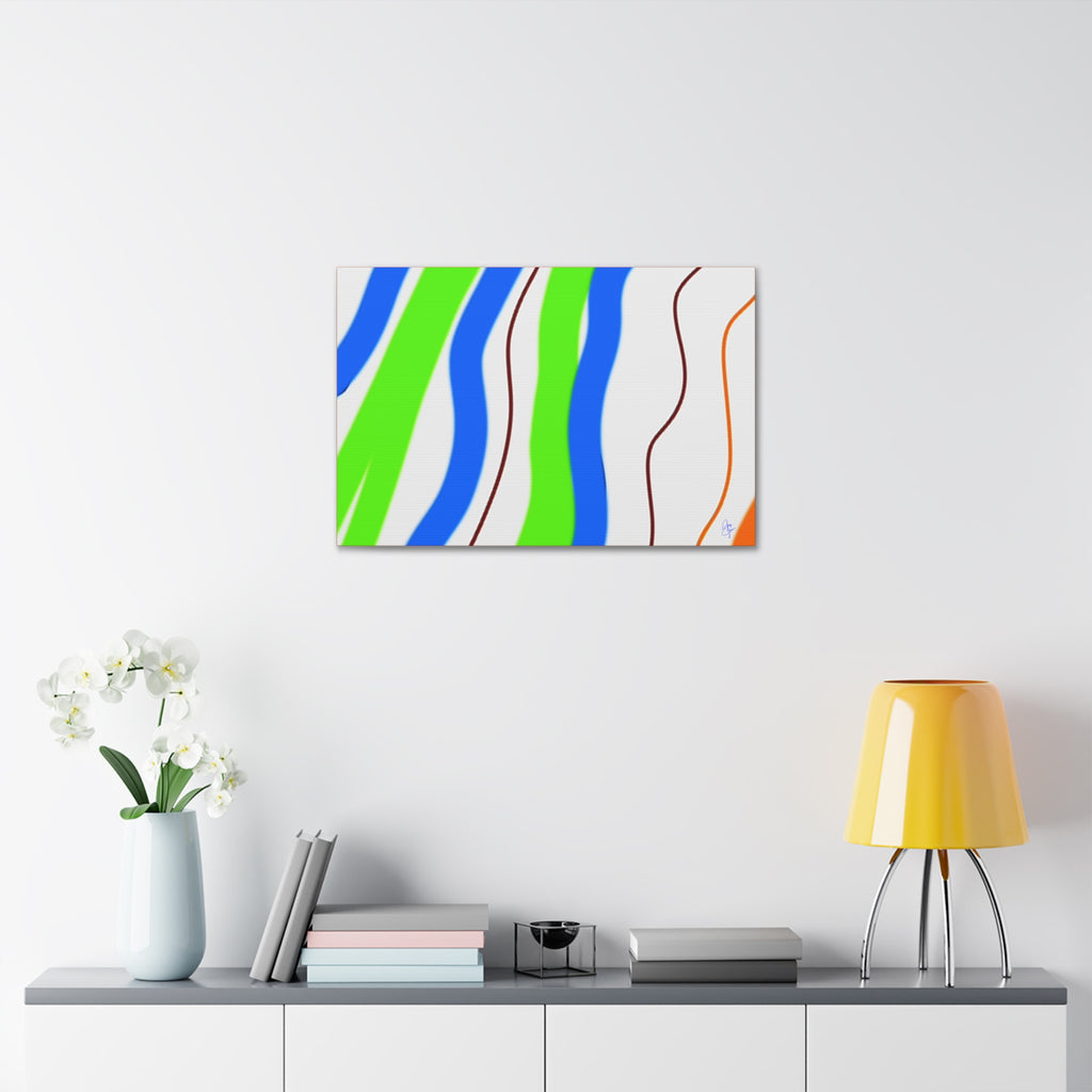 Abstract Wavy Stripes Canvas Print — Colorful Blue, Green & Orange Wall Art