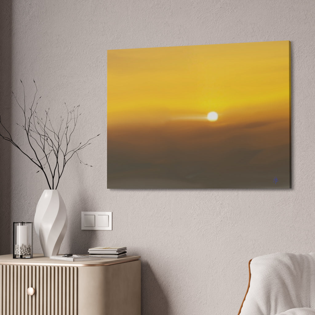 Golden Sunrise Canvas Wall Art — Tranquil Sunrise Stretched Canvas