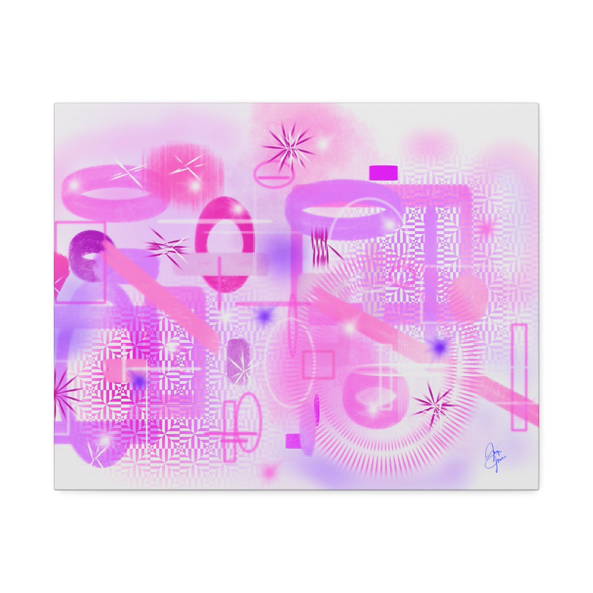 Abstract Pink Dream Canvas Wall Art — Modern Pastel Geometric Print