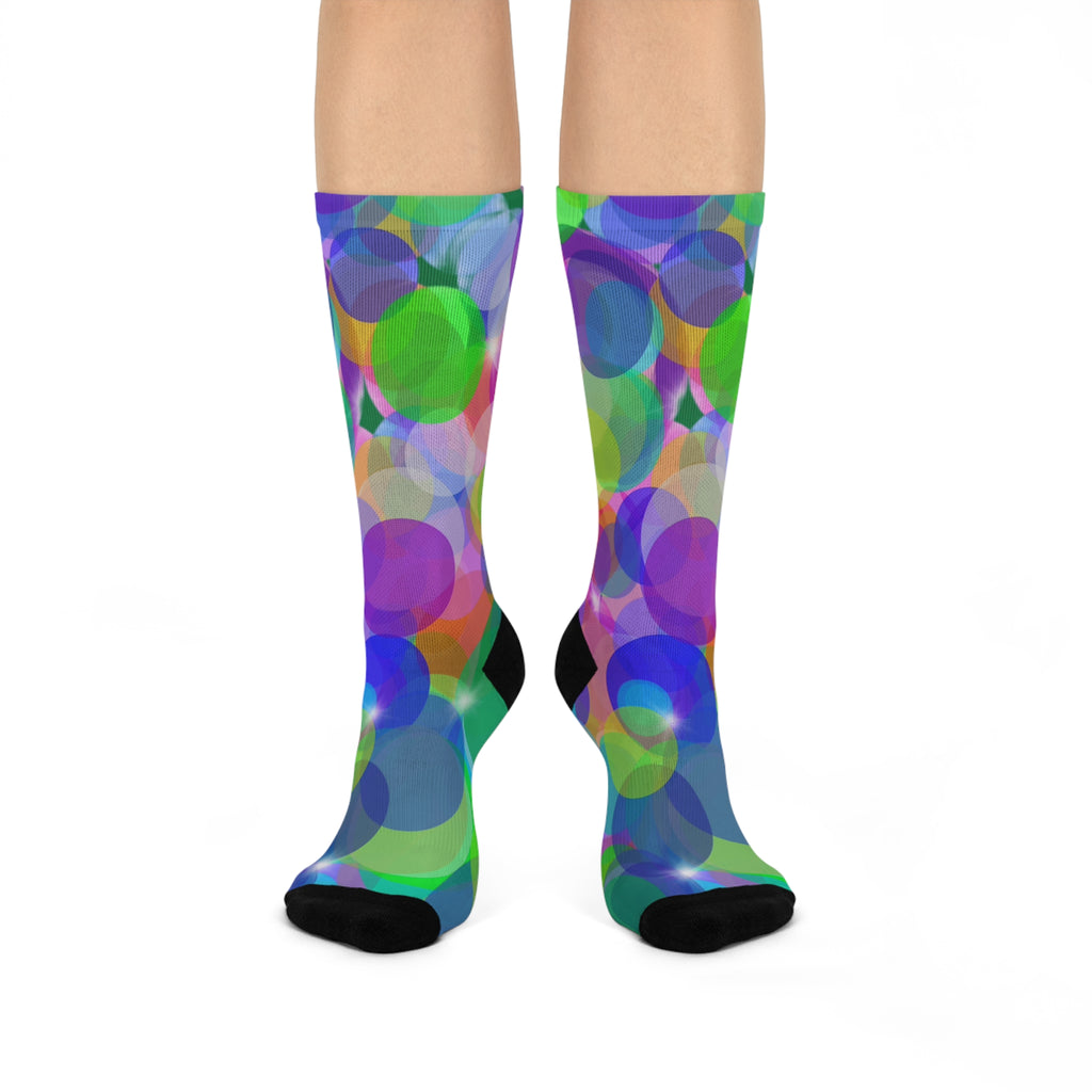 Colorful Bubble Pattern Cushioned Crew Socks — Vibrant Abstract Circles