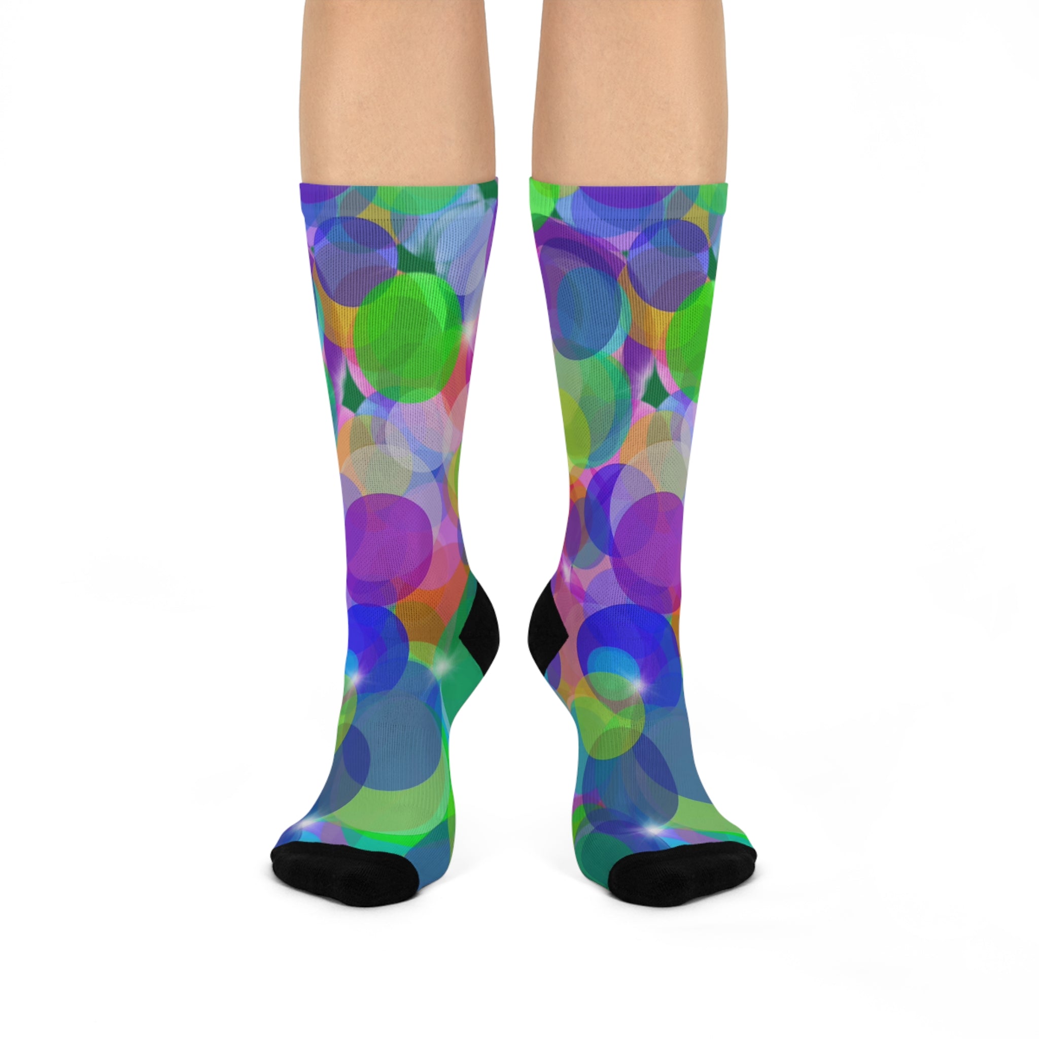 Colorful Bubble Pattern Cushioned Crew Socks — Vibrant Abstract Circles
