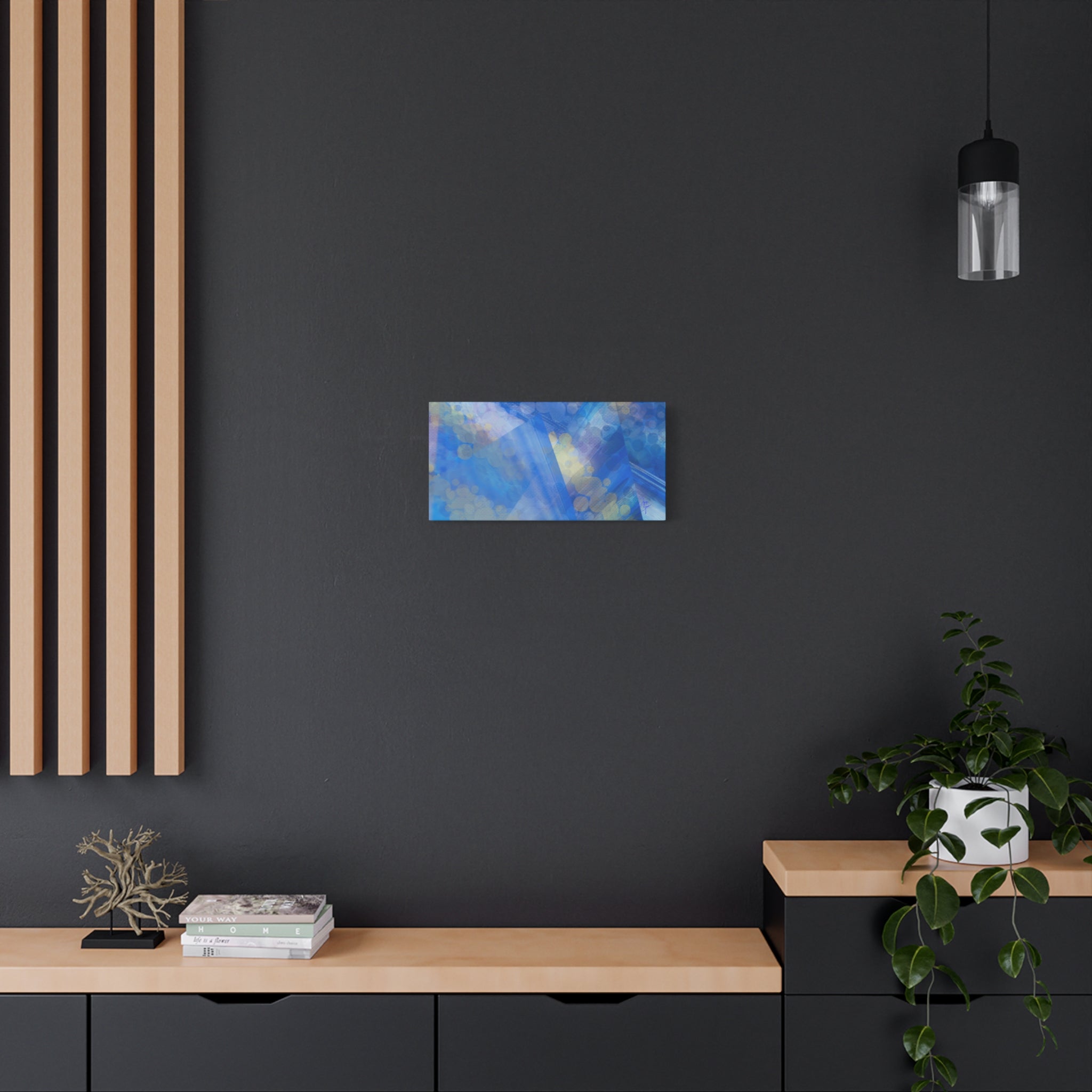 Abstract Blue Bokeh Matte Canvas Wall Art
