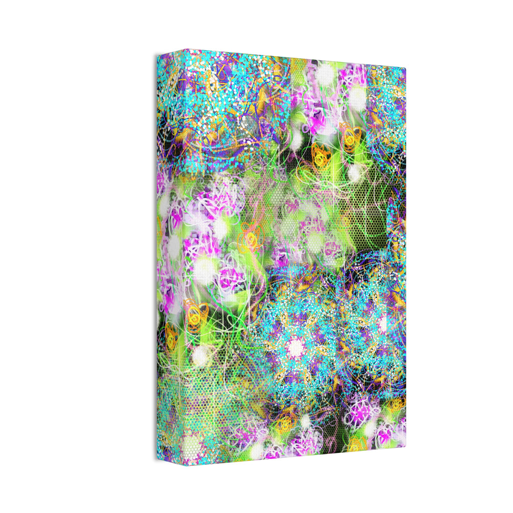 Abstract Floral Galaxy Canvas - Vibrant Stretched Wall Art
