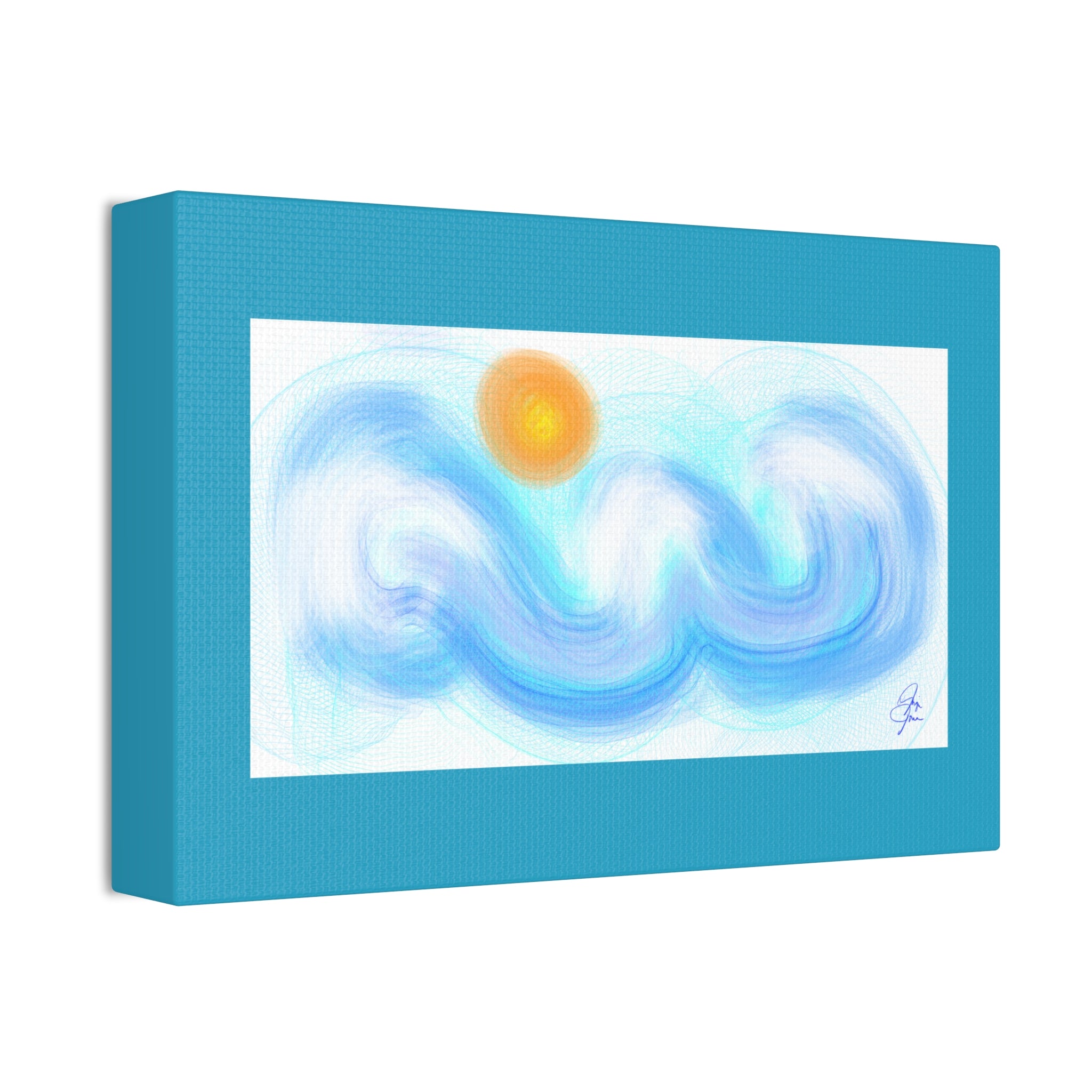 Abstract Ocean Wave Canvas — Turquoise Stretched Wall Art