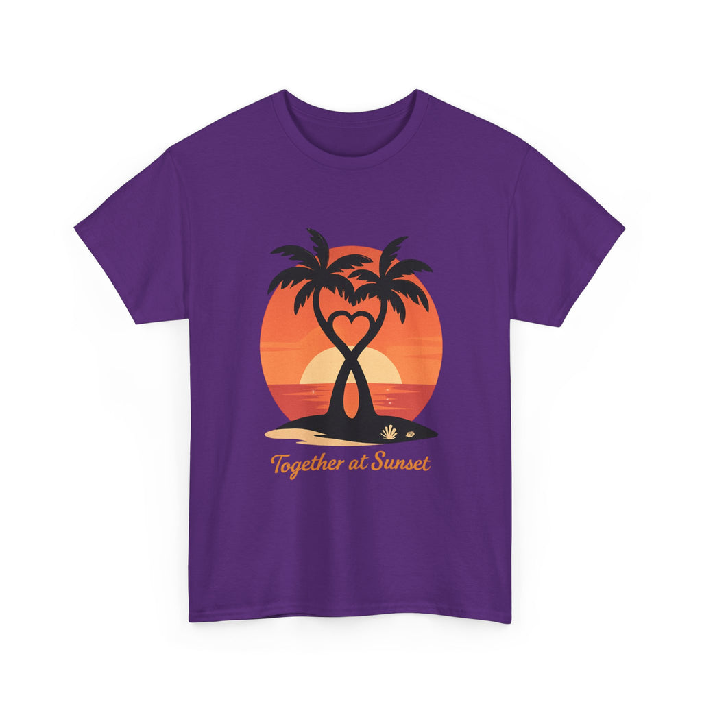 Sunset Palm Love T‑Shirt — “Together at Sunset” Beach Tee