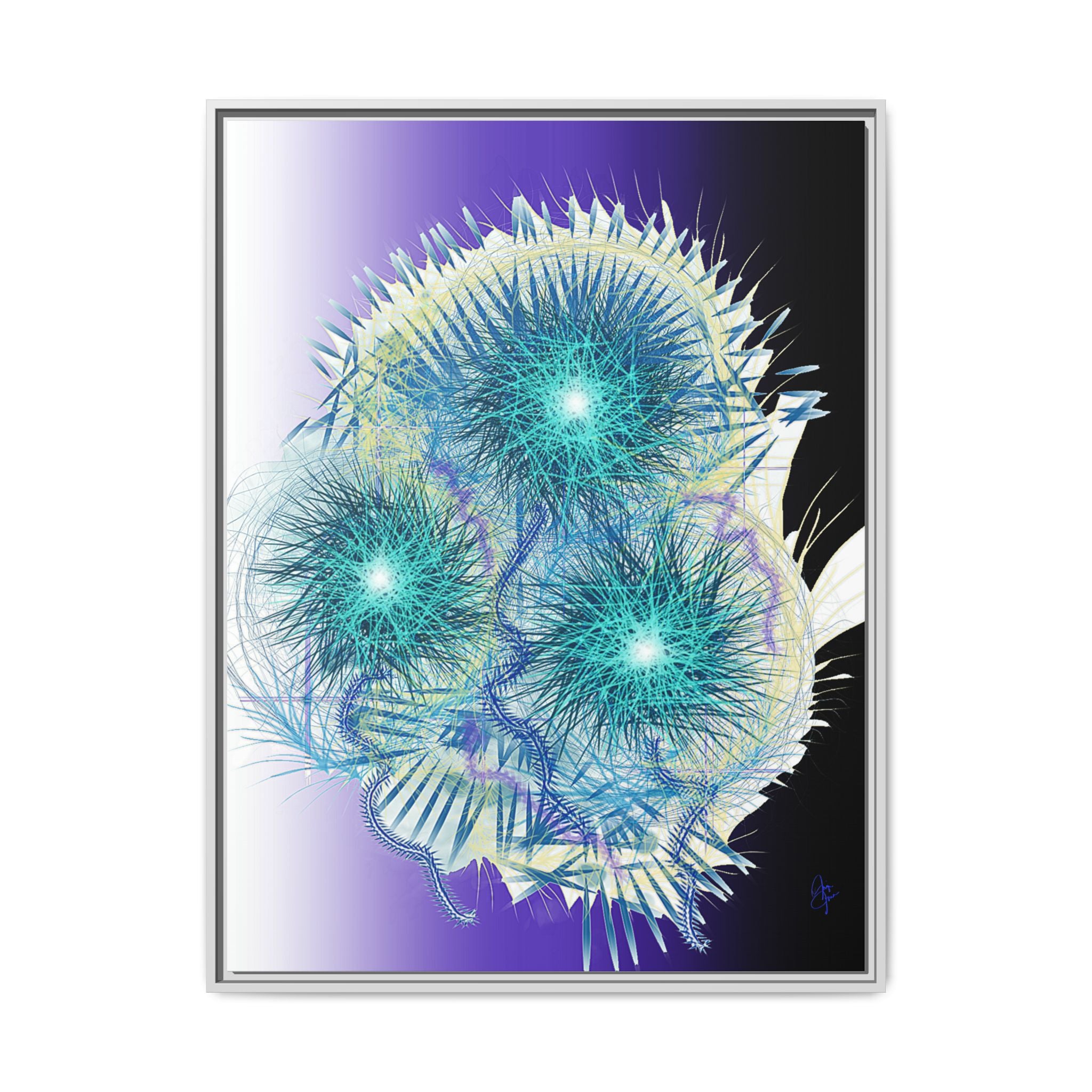 Dandelion Abstract Print Matte Canvas Framed Wall Art