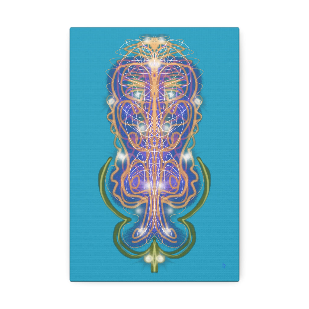 Mystic Symmetry Canvas — Abstract Spiritual Wall Art on Teal