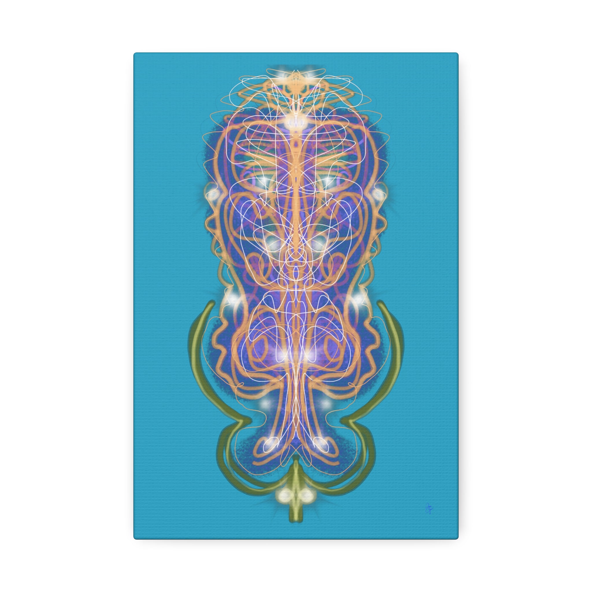 Mystic Symmetry Canvas — Abstract Spiritual Wall Art on Teal