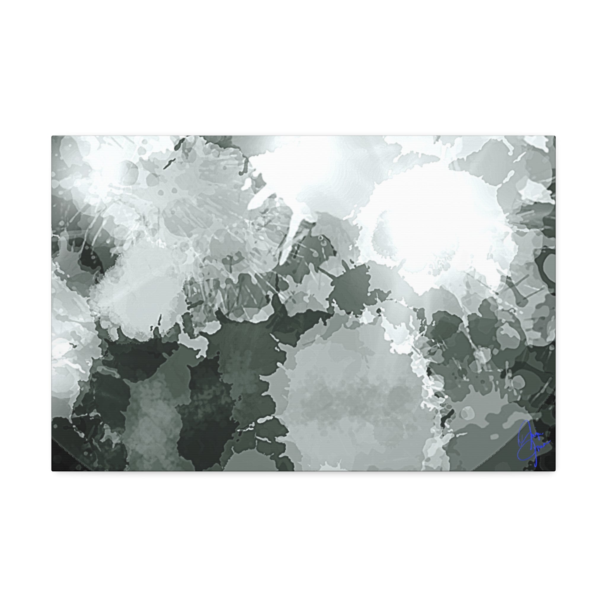 Abstract Gray Ink Splash Canvas
