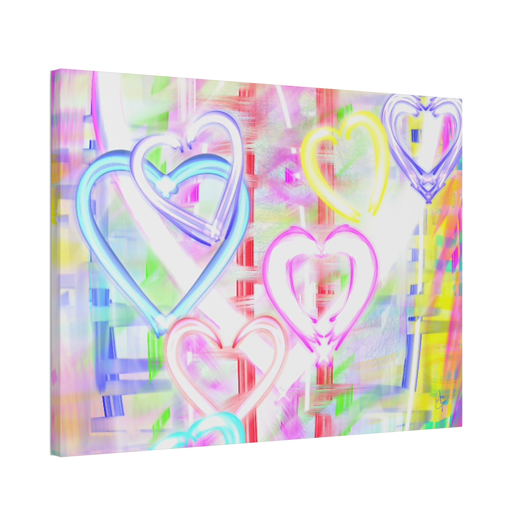 Colorful Neon Hearts Canvas Print — Stretched 1.5" Wall Art