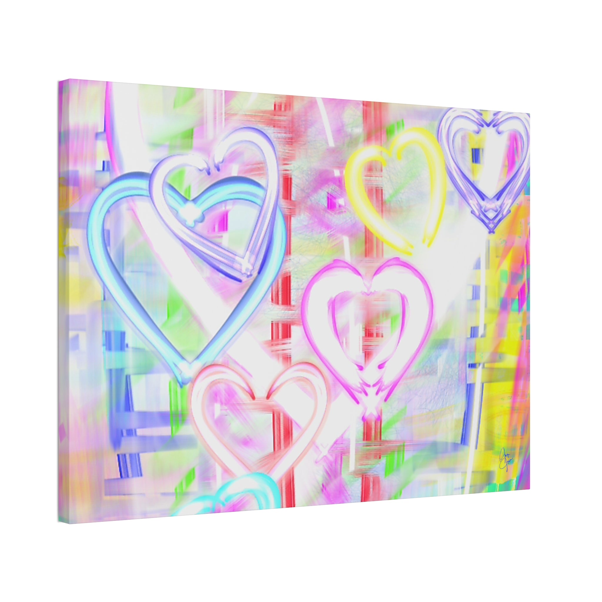 Colorful Neon Hearts Canvas Print — Stretched 1.5" Wall Art