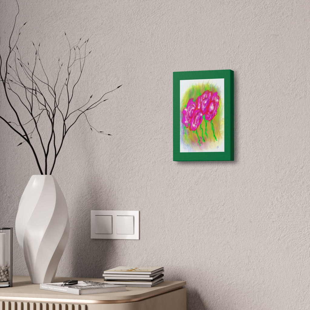 Pink Floral Pop Canvas Art — Stretched 1.5" Wall Print