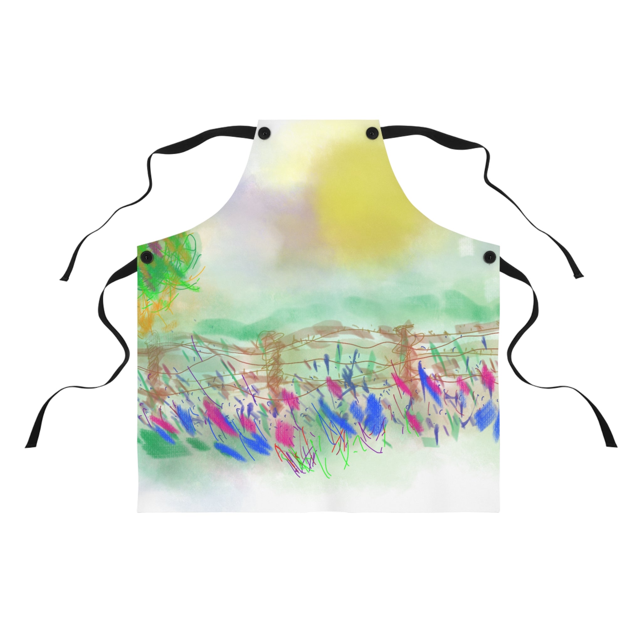 Watercolor Garden Apron - Spring Floral Field Cooking Apron