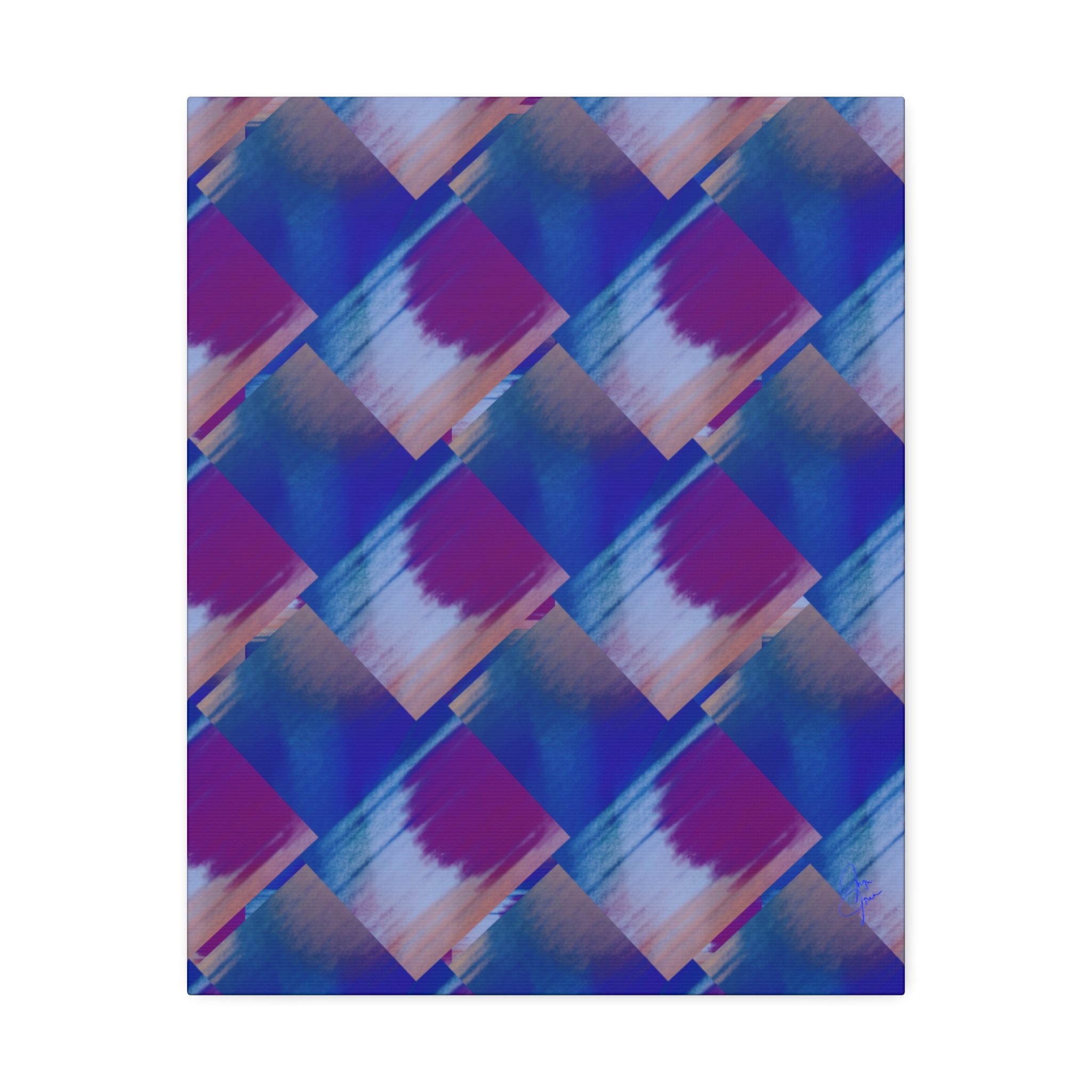 Abstract Diamond Wave Canvas Print — Blue & Purple Geometric Wall Art