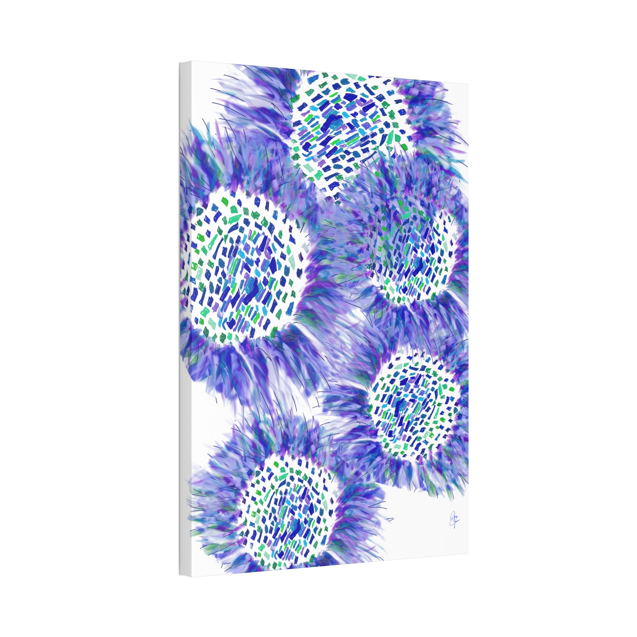 Abstract Blue-Purple Burst Canvas Stretched Art