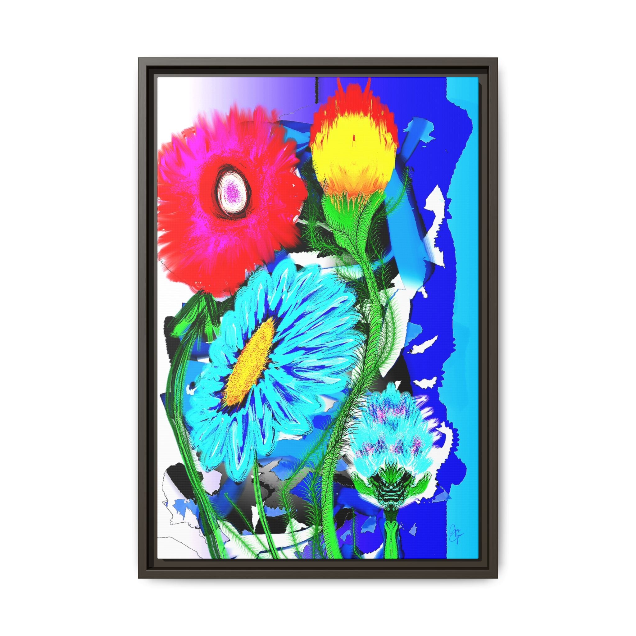 Vibrant Pop Floral Matte Canvas Framed Wall Art