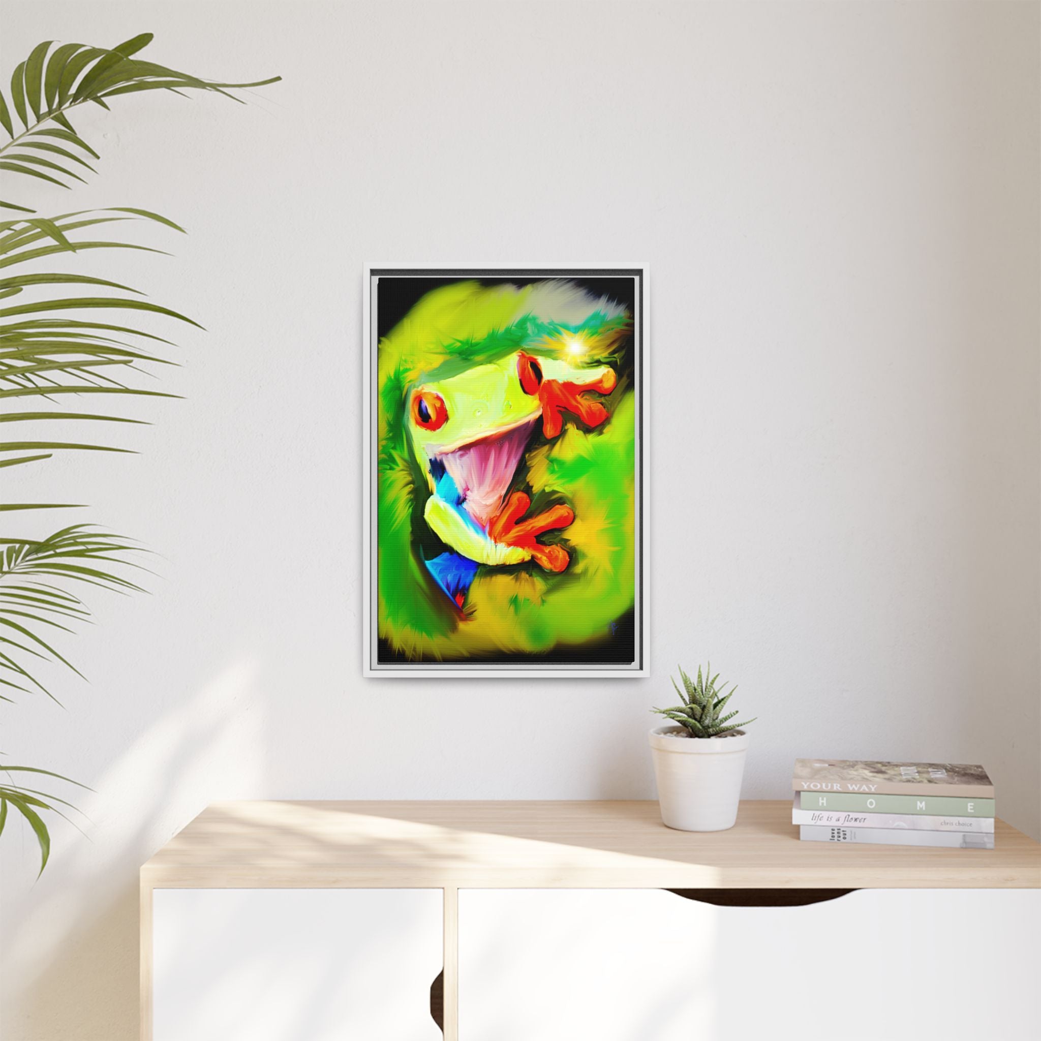 Colorful Tree Frog Matte Canvas Print — Framed Tropical Wall Art