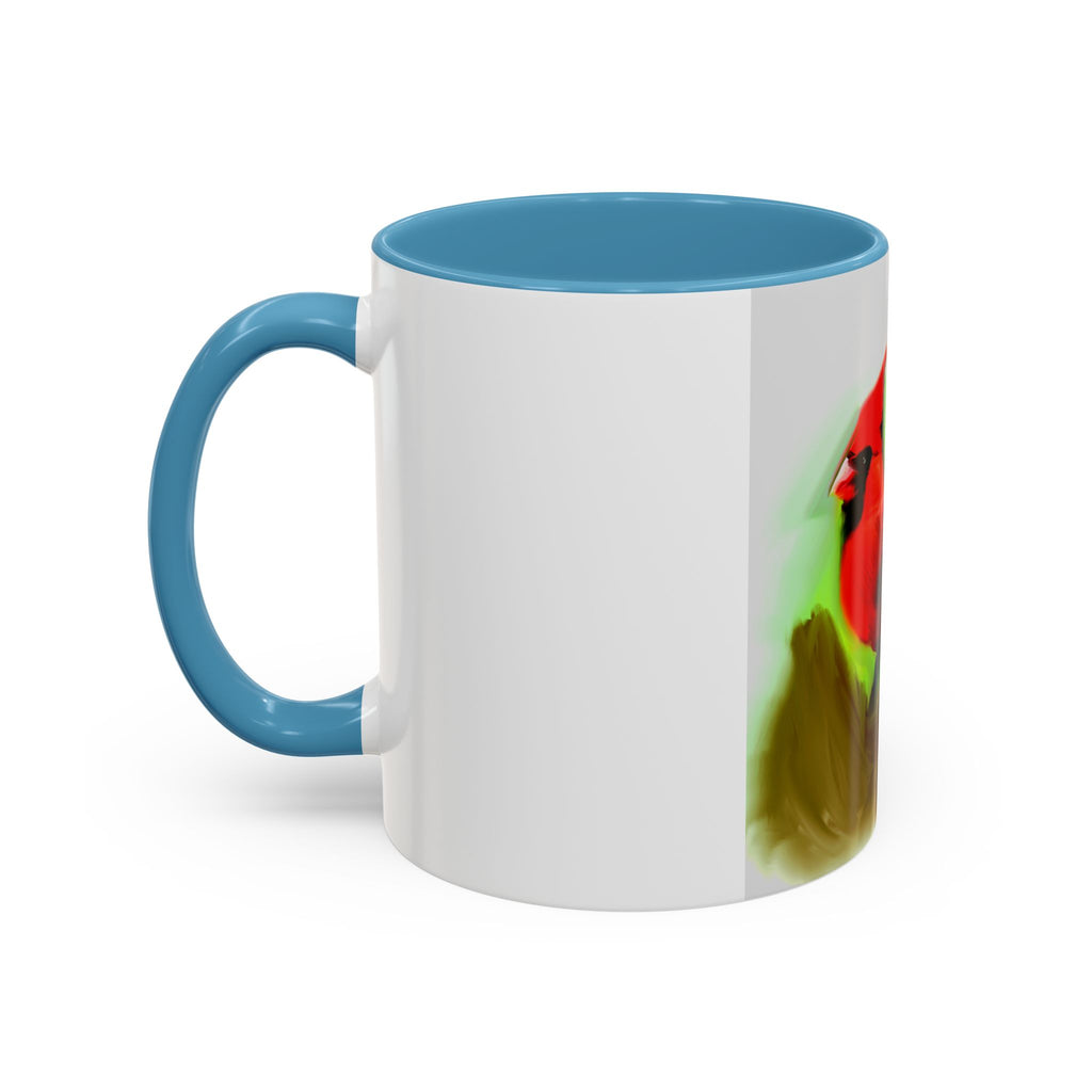Cardinal Bird Accent Coffee Mug — Red Cardinal Sunrise Art Ceramic Mug (11/15 oz)