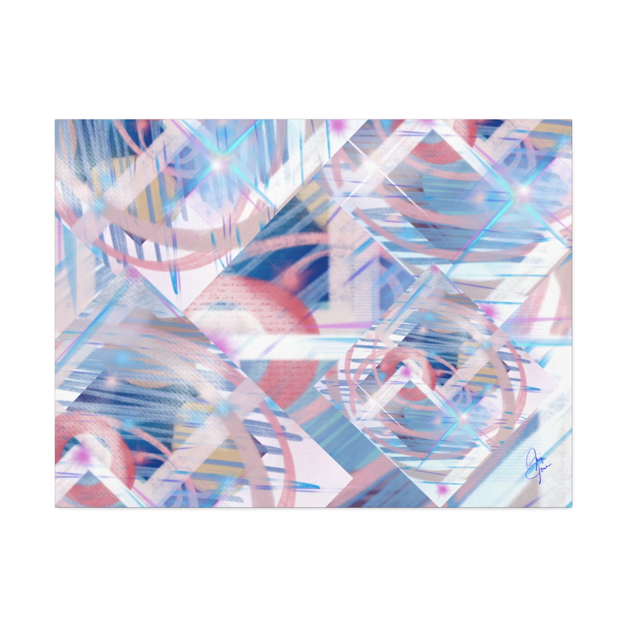 Abstract Pastel Flamingo Canvas Stretch 1.5" - Modern Tropical Wall Art