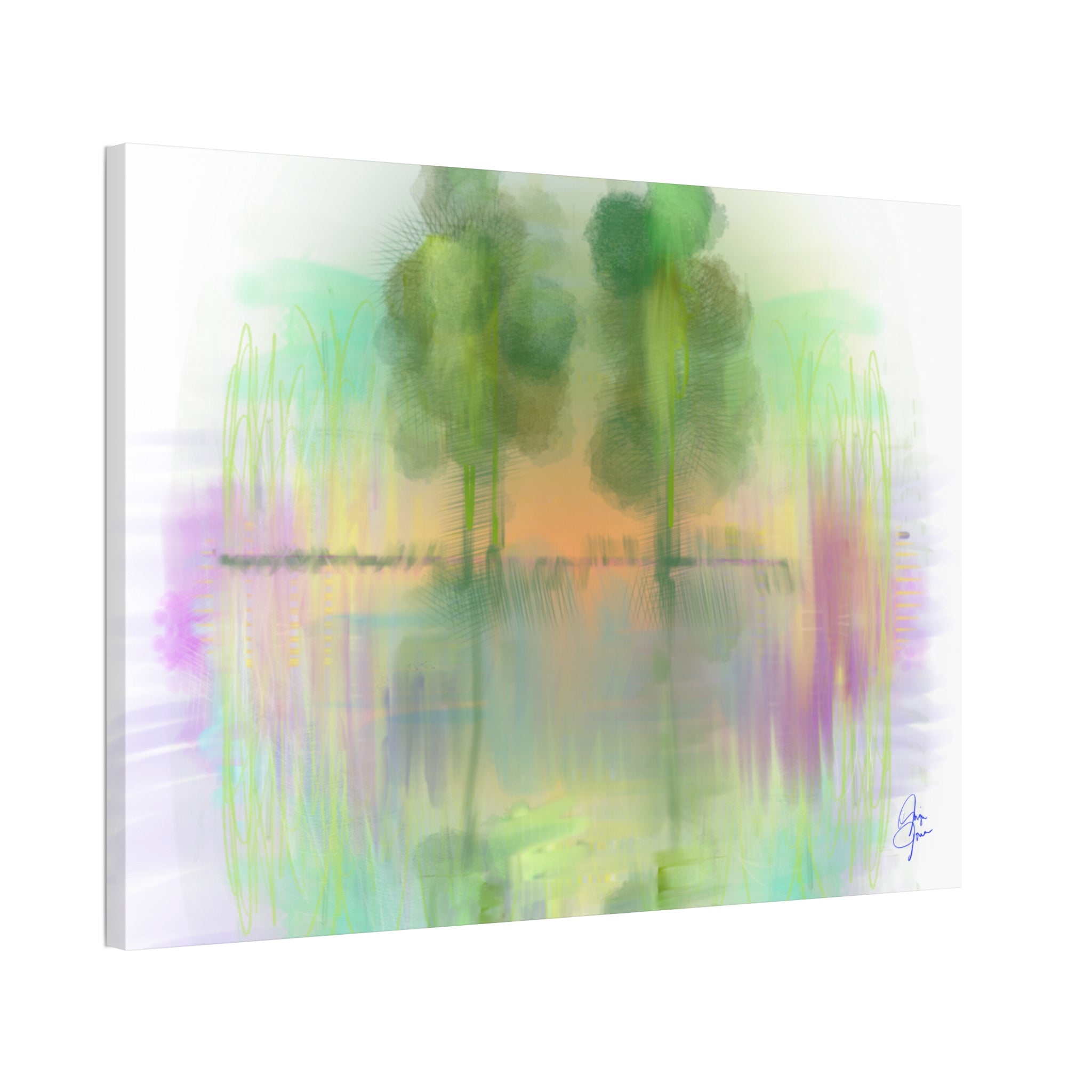 Serene Pastel Trees Canvas Print — Stretched 1.5"