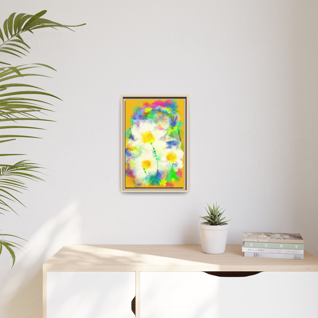 Framed Matte Canvas - Watercolor Yellow Floral Abstract Wall Art