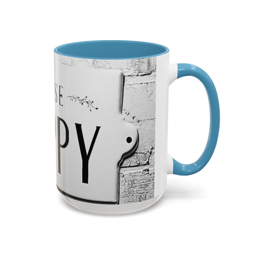 Choose Happy Accent Coffee Mug – Inspirational Black & White Ceramic Mug (11/15oz)