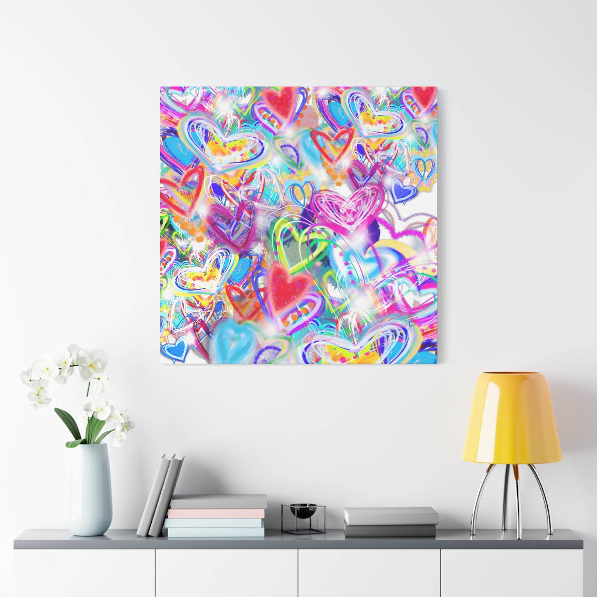 Colorful Heart Graffiti Matte Canvas