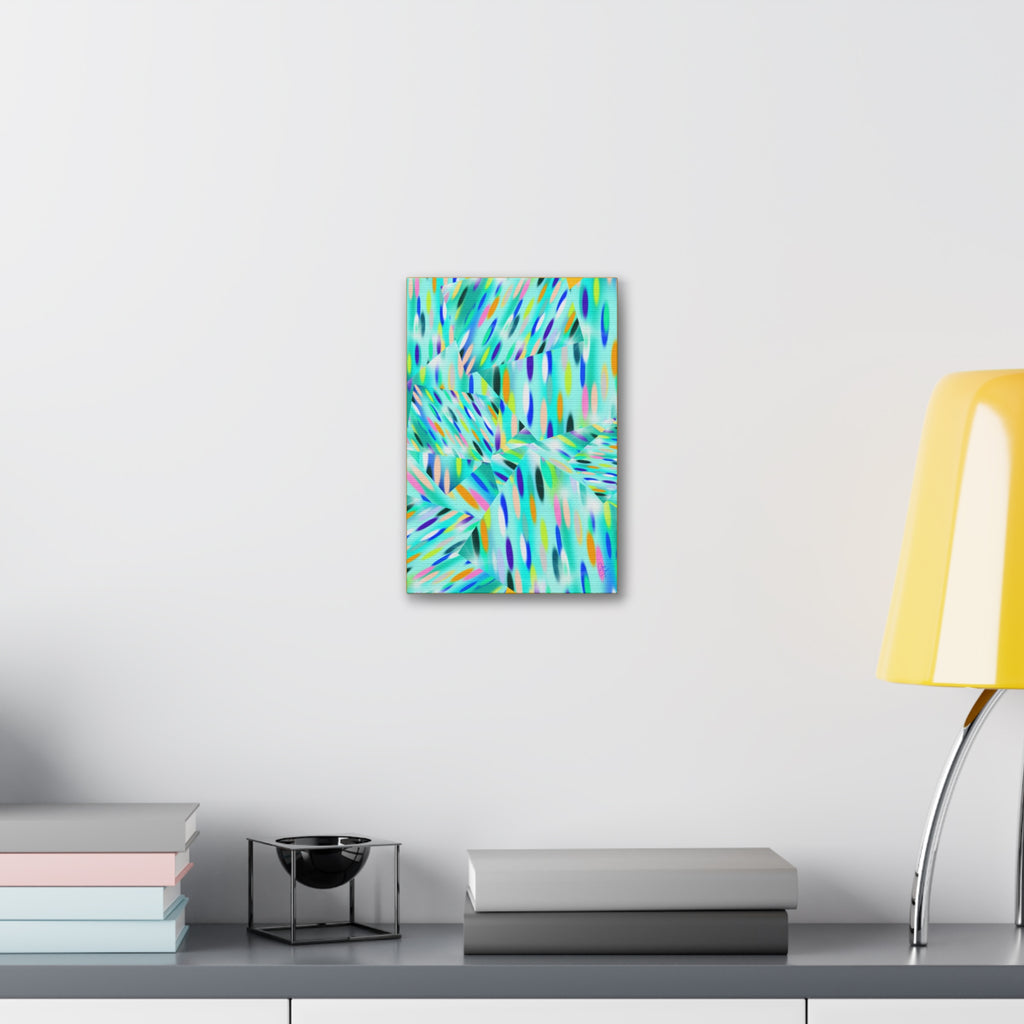 Abstract Aqua Canvas Print — Turquoise Geometric Art on Stretched 1.5" Canvas