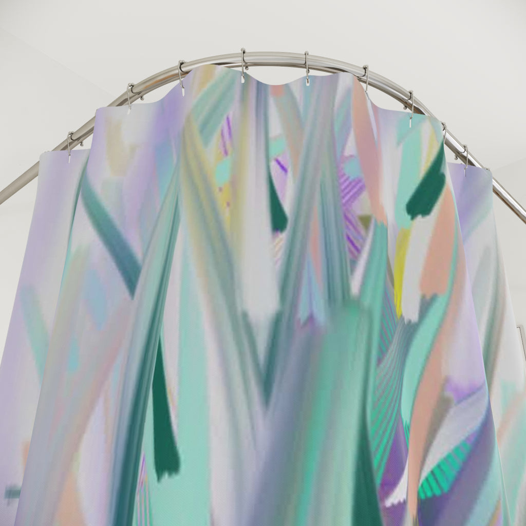 Pastel Abstract Grass Shower Curtain — Serene Botanical Bathroom Décor