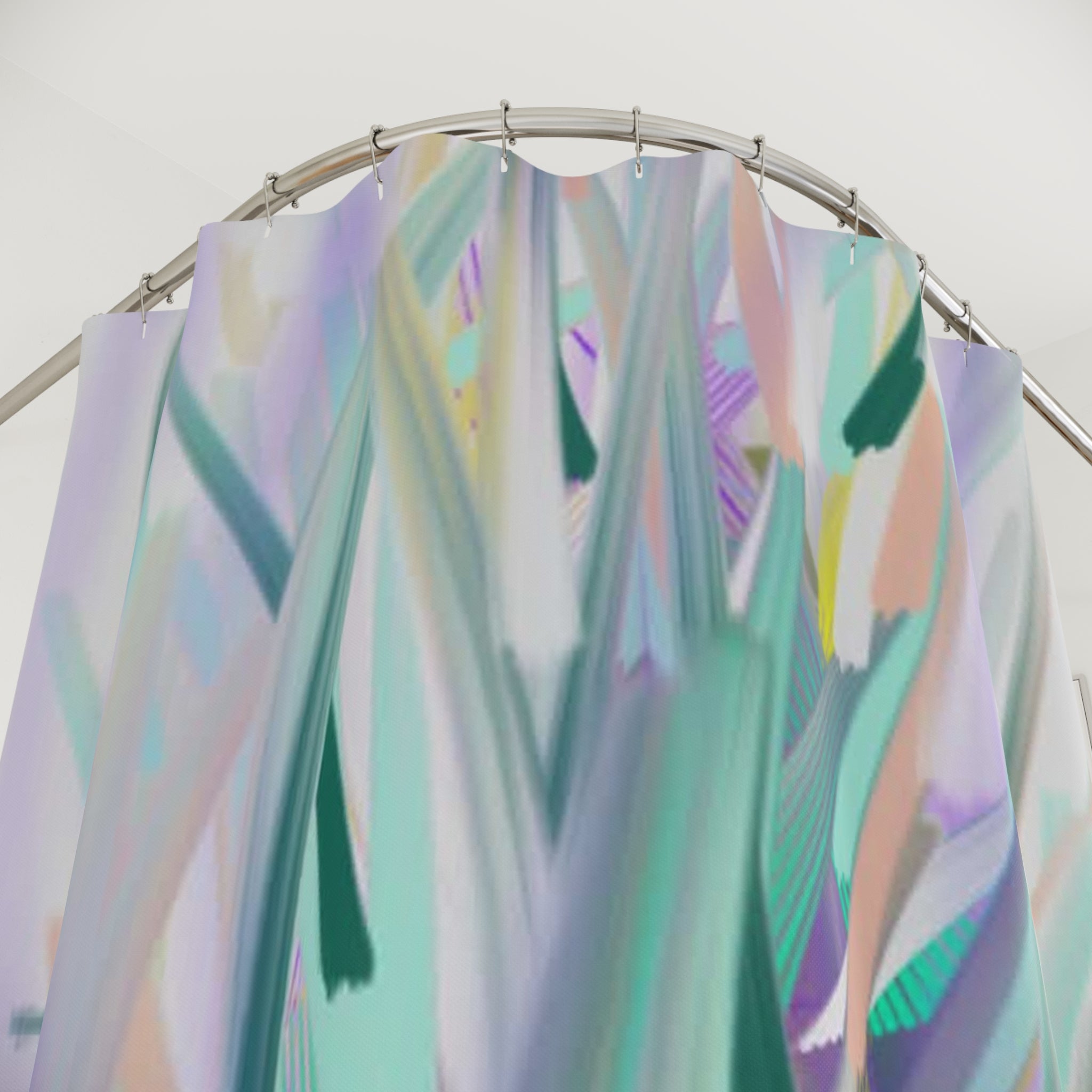 Pastel Abstract Grass Shower Curtain — Serene Botanical Bathroom Décor