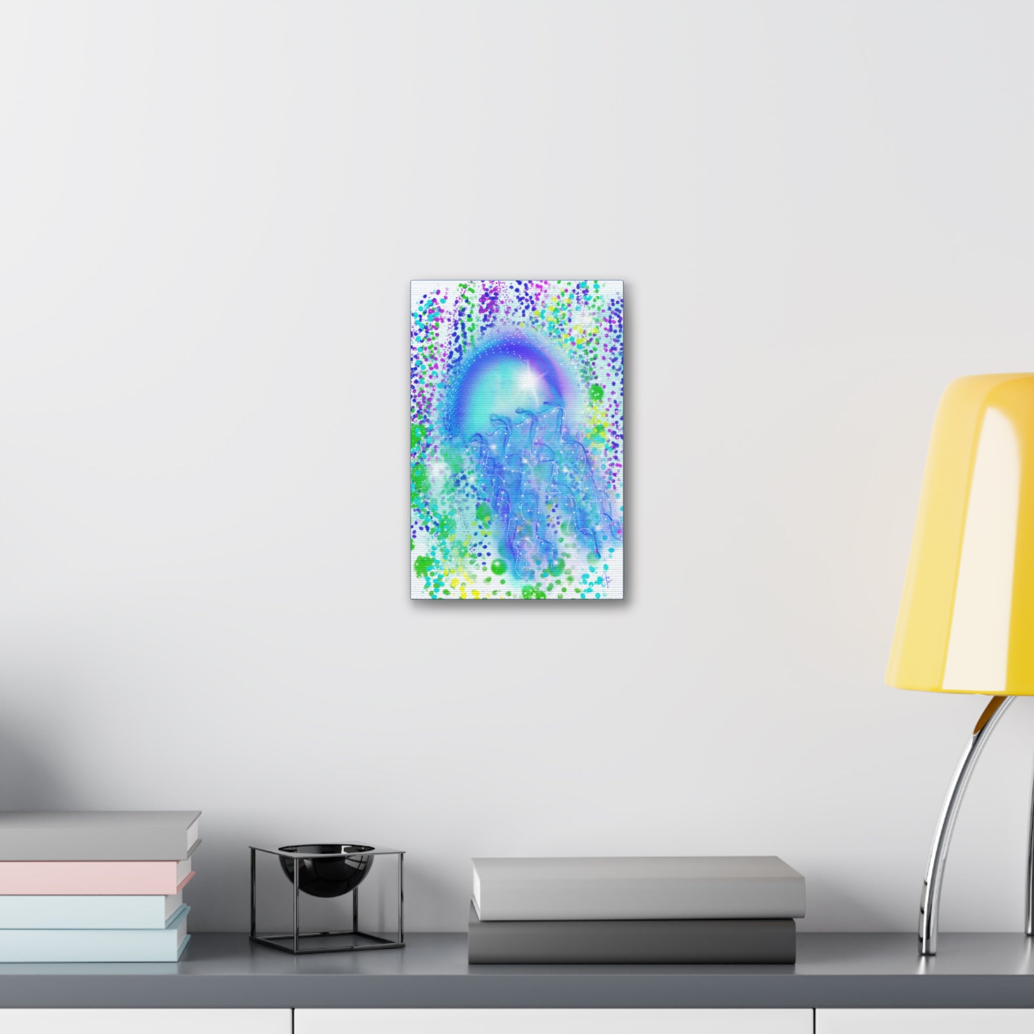 Blue Jellyfish Canvas Wall Art – Stretched 1.5" Ocean Abstract Print