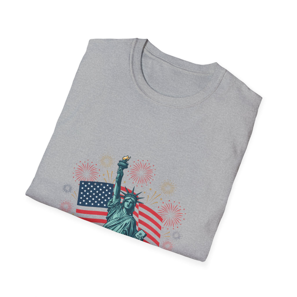 T-Shirt — "Happy 250th Birthday America" Statue of Liberty & Flag Patriotic Tee