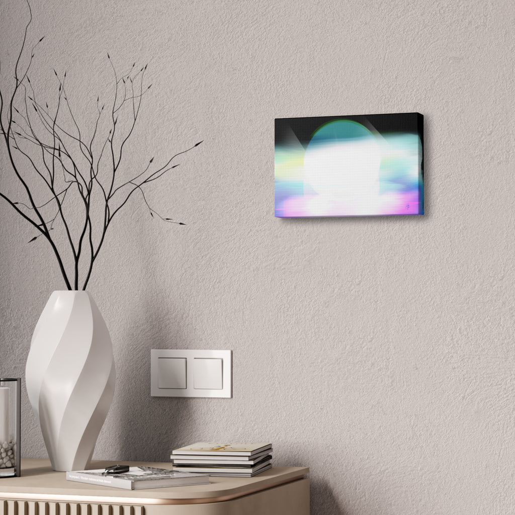 Abstract Neon Glow Canvas Print — Pastel Light Orb Stretched Wall Art