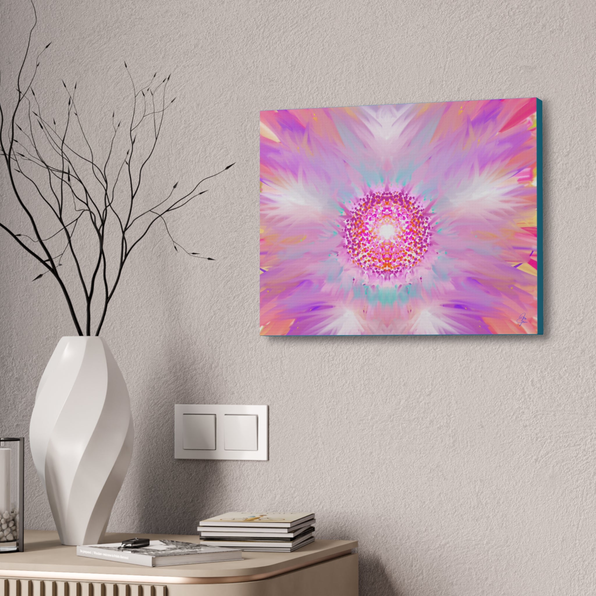 Pink Mandala Abstract Canvas - Stretched 1.5" Wall Art
