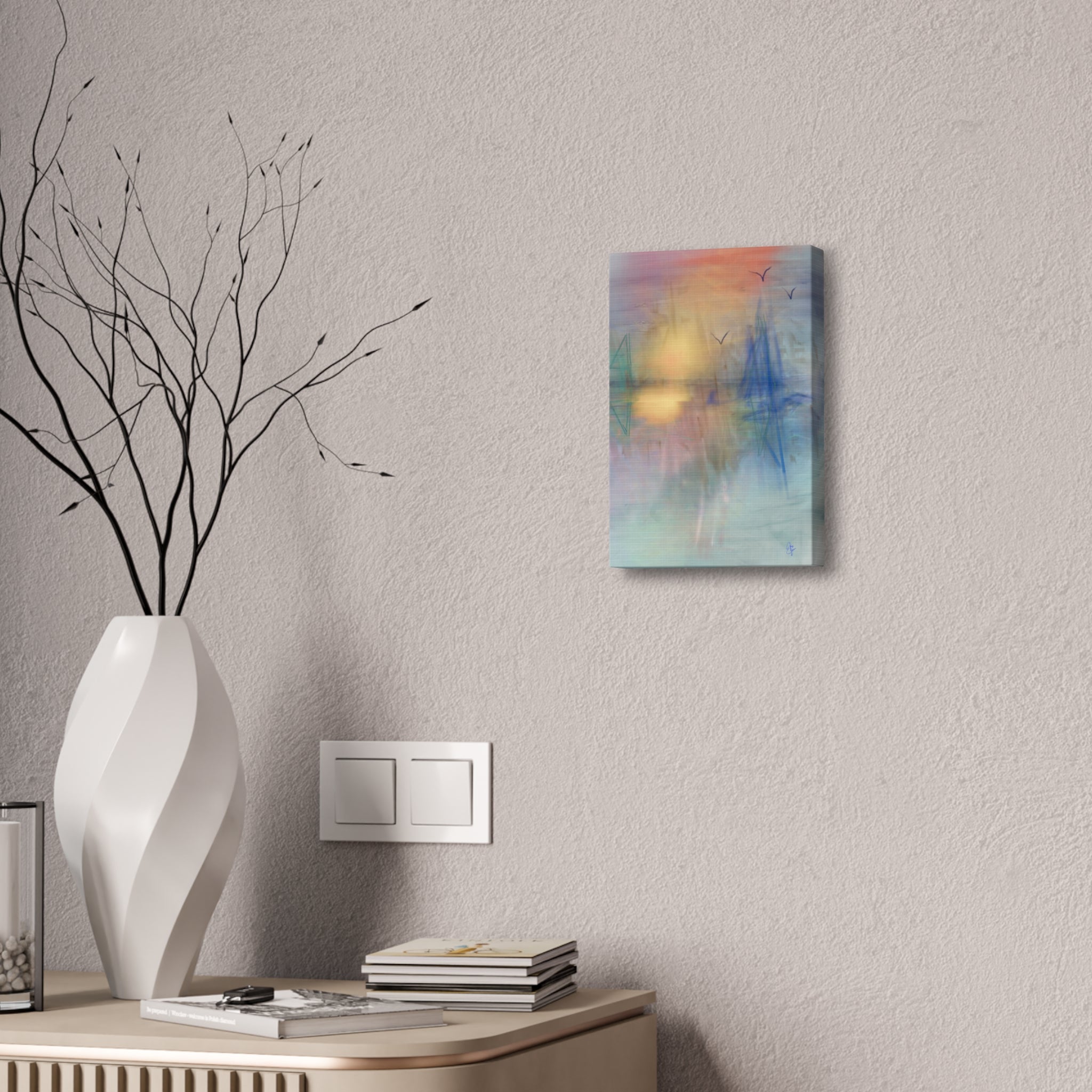 Sunset Harbor Abstract Canvas Wall Art – Stretched 1.5"