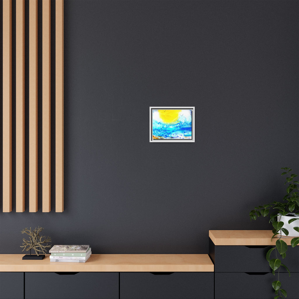 Sunshine Shore Matte Canvas Framed Wall Art — Bright Abstract Beach Print